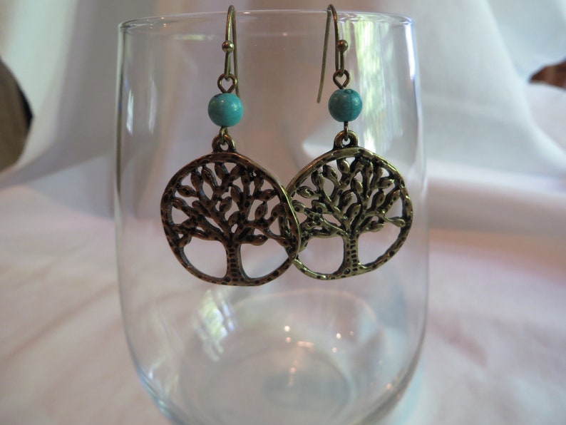 life dangle Antique Gold Tree of Life Earrings earrings tree of life