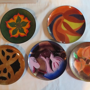 Vintage Plates, Enamel on Copper, plates, vintage, enamel, copper