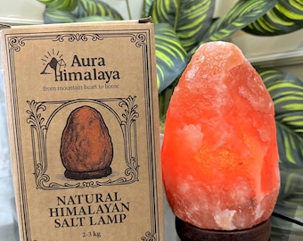 Himalaya Salt Dreams, Zoutlamp, Rock, met USB/LED op Houten voet, 42024