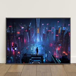 Cyberpunk City Poster | Futuristic City Print | Cyberpunk Neon City Poster | Game Poster #3