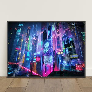 Cyberpunk City Poster | Futuristic City Print | Cyberpunk Neon City Poster | Game Poster #2