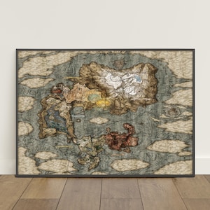Elden Ring Map Poster | Die Länder zwischen Wandkunst | Spiel-Print