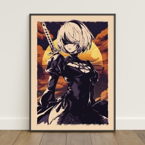 Nier Automata Poster | 2B Wall Art Print | Wall Decor | Matte Paper | Frame Options