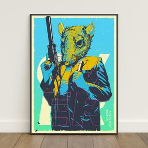 Hotline Miami Poster | Jacket Wall Art Print | Wall Decor | Matte Paper | Frame Options