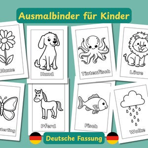 Kids Coloring Book: 30 Printable Pages, Word Learning (Digital Download A4 Format)