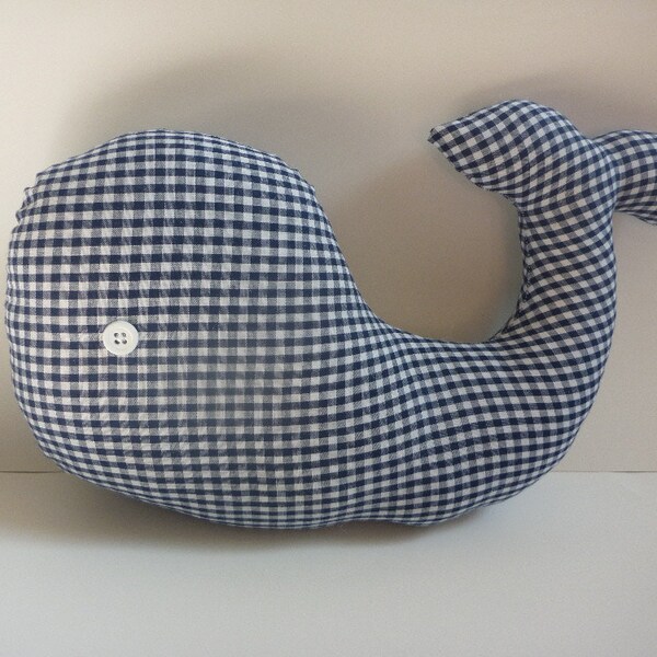 Blue Whale Pillow or Plush Whale for Nautical Room Decor or Nautical Nursery