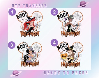 Halloween Disney Princess DTF Transfer, Disney Witchy Princess Halloween Ready to Press, Princess Matching Shirt, Halloween Girls Trip Shirt