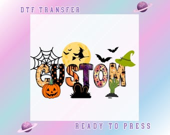 Custom Halloween DTF Transfer, Personalized Halloween Ready to Press, Halloween Family Matching DTF Print, Custom Name Iron On Transfer