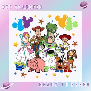Disney Toy Story DTF Transfer, Toy Story Best Friends Ready to Press, Woody Buzz Lightyear DTF Print, Pixar Toy Story Friends Heat Transfer