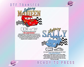 Lightning McQueen and Sally Couple DTF Transfer, Cars Matching Ready To Press, Disney Couple Shirt, Disney Gifts, Racing Car DTF Print