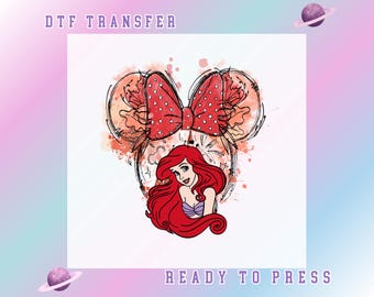Disney Princess Ariel DTF Transfer, Mermaid Princess Ready For Press, Disney Matching, Princess Matching, Disney Trip, Ariel Disney Princess