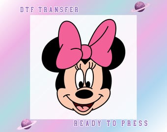 Disney Mickey and Friends DTF Transfer, Mickey Mouse Face Ready To Press, Classic Disney Character Iron On Transfer, Minnie Mouse Head dtf