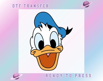 Disney Mickey and Friends DTF Transfer, Donald Duck Head Ready to Press, Disney Donald Face Character DTF Print, Cute Disney Character dtf