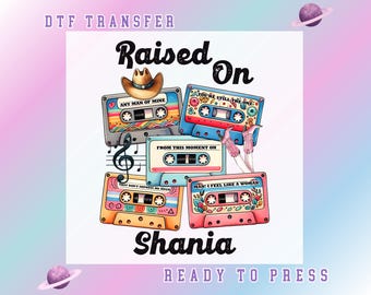 Raised On 90's Country Cassette DTF Transfer Ready to Press Cassette Tape Country Music 90s Retro Cowgirl Boots Western Vintage Country Hits
