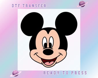 Disney Mickey and Friends DTF Transfer, Mickey Mouse Face Retro Disney Character Ready to Press, Mickey Mouse Head DTF Print Heat Transfer