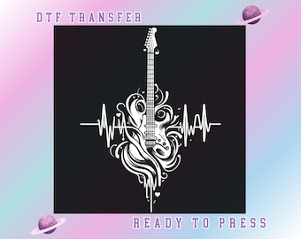 Guitar Heartbeat DTF Transfer: Music Lover Ready To Press