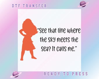 Disney Moana Princess Silhouette DTF Transfer: Disney Princess Quotes Ready to Press