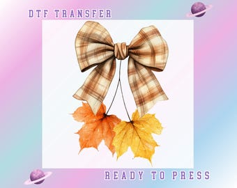 Thanksgiving Fall Autumn Leaves Coquette Bow DTF Transfer: Harvest Season Cozy Ready To Press