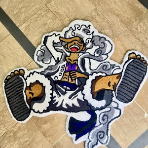 Handmade Luffy Gear 5 Tufted Rug: Anime One Piece Decor