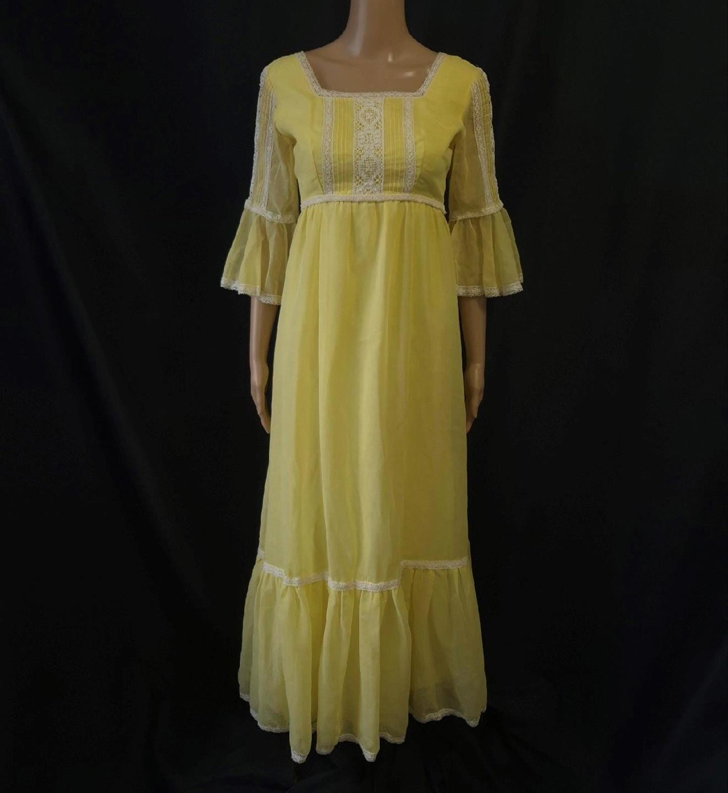 Yellow Empire Dress - Etsy Canada