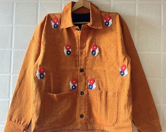 Handmade Floral, Bodi Jacket , Cotton Jacket, Bohemian Coat, Artistic Outerwear, Festival Wear, Vintage Outwear