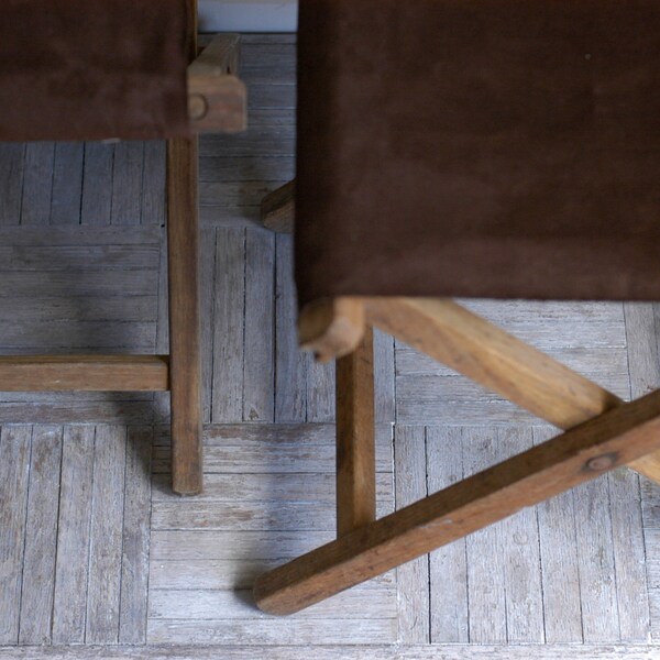 Vintage Rustic Wood Camping Stools