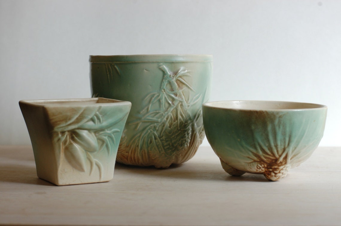 Vintage McCoy Pottery Pine Cone Jardinière Planter Vase Etsy