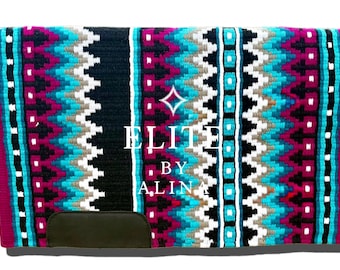 Show pad black base gery pink goregous,combination custom saddle pad Western