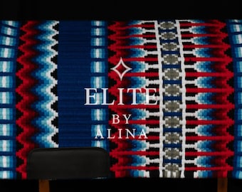 Elite western show blanket blue red white combination custom saddle pad Western Show Pad Saddle elite pad