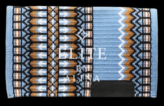 Western show Pad Sky Blue Base white and Golden combination custom saddle pad Western Show Pad Saddle elite show pad