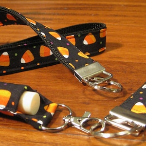 Candy Corn Lanyard,Halloween Lanyard,Candy Corn Wristlet,Student ID Holder,ID Badge Holder,Halloween Chapstick Holder,Halloween Party Favors