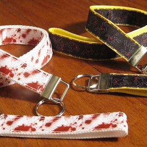 CLEARANCE CSI Lanyard, Blood Spatter, Dexter inspired Lanyard, Badge Holder,CSI Student id holder,Keychain,Crime Scene Wristlet, Gift