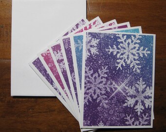 Embossed Snowflake Note Cards Set of 8 Winter Thank You Notes and Invitations