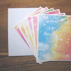 Jeu de 6 cartes de correspondance avec des éclaboussures de peinture, jeu de cartes de correspondance vierges en boîte, cartes de correspondance faites main, cartes de correspondance bohèmes, cartes d'art moderne, cadeau de chimio, cartes de remerciement