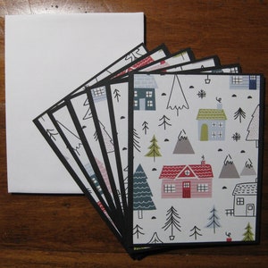 Jeu de 6 cartes de correspondance hiver, jeu de cartes de correspondance en boîte, cartes de correspondance faites main, cartes de Noël avec enveloppes, cartes Just Moved, cadeau de pendaison de crémaillère