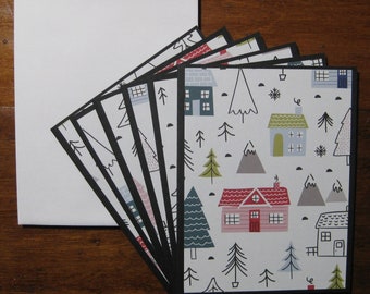 CLEARANCE Winter note card set of 6, Boxed notecard set, handmade note cards, Xmas cards w/ envelopes, Just Moved cards, Housewarming Gift