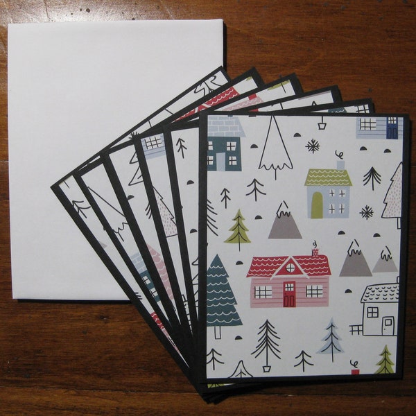CLEARANCE Winter note card set of 6, Boxed notecard set, handmade note cards, Xmas cards w/ envelopes, Just Moved cards, Housewarming Gift