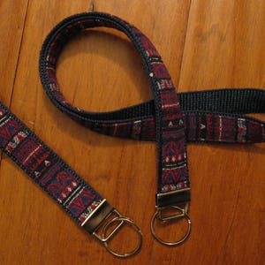 Boho Woven Lanyard, Aztec Keychain, ID Badge Holder