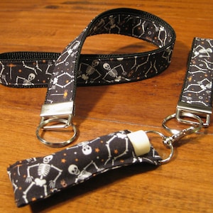 Skeleton Lanyard: Halloween ID Badge Holder with Chapstick Holder