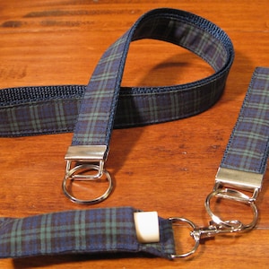 Plaid Lanyard,Fabric Lanyard,ID Badge Holder,Tartan Plaid Lanyard, Key Chain,Student ID Holder, Plaid Key Fob, Handmade,Lipbalm Holder, gift