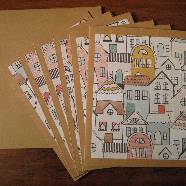 House note card set of 6, Boxed blank notecard set, handmade note cards, notecards w/ envelopes, Just Moved note cards, Housewarming Gift