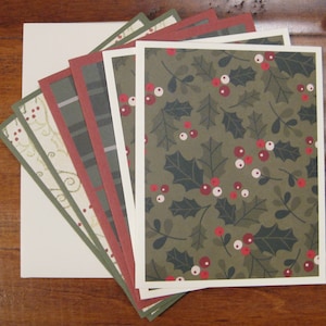 Christmas note card set of 6, Boxed blank notecard set, handmade note cards, notecards w/ envelopes,Winter blank note cards,Plaid notecards