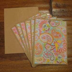 Paisley Grußkarten-Set, 6er Set, Boxed Blanko Grußkarten, handgemachte Grußkarten, Pink Paisleynotecards, Blumendruck Grußkarten, Chemo Geschenk