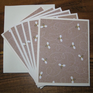 Bee notecards, set of 6 Boxed blank notecards, handmade nature note cards, Bee notecards w/envelopes, blank note cards, Teacher Gift