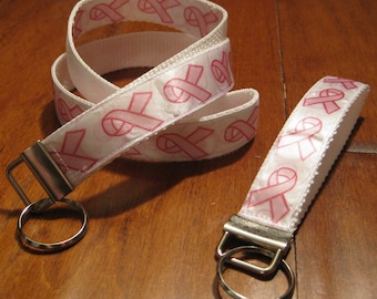 Zonon 10 Piezas De Cordón De Concientización Sobre El Cáncer De Mama, Cordón De Cinta Rosa Con Gancho Giratorio Para Llavero Soporte De Tarjeta De Identificación, Rosado