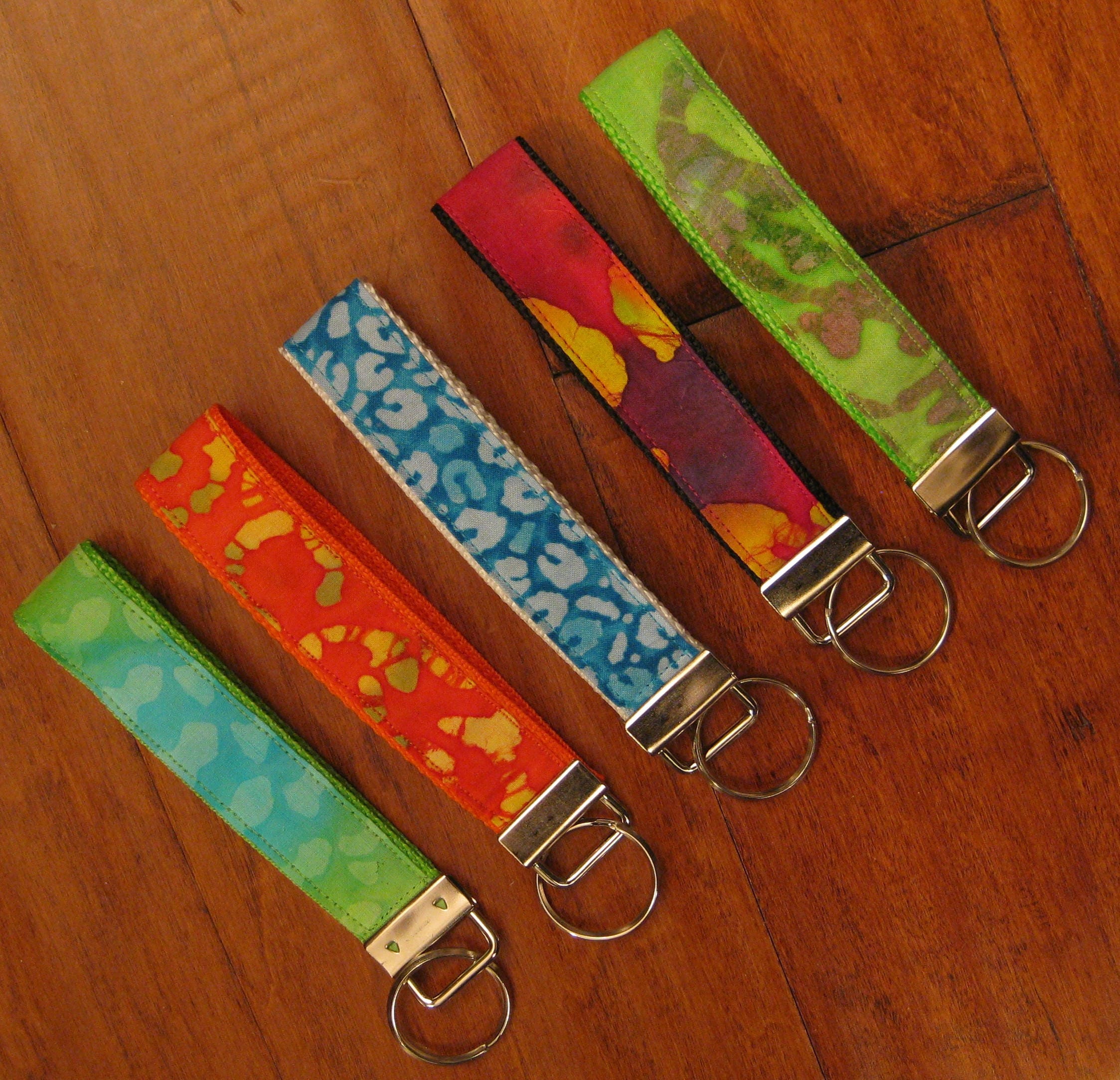 CLEARANCE Batik Lanyard, Tie Dyed Fabric Wristlet, Key Chain, ID Badge Holder, Boho Student ID Holder, Gift, Stocking stuffer, teacher gift