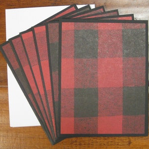 Buffalo Plaid note card set of 6, Boxed blank notecard set, handmade note cards, notecards w/ envelopes,Winter blank note cards,Xmas gift