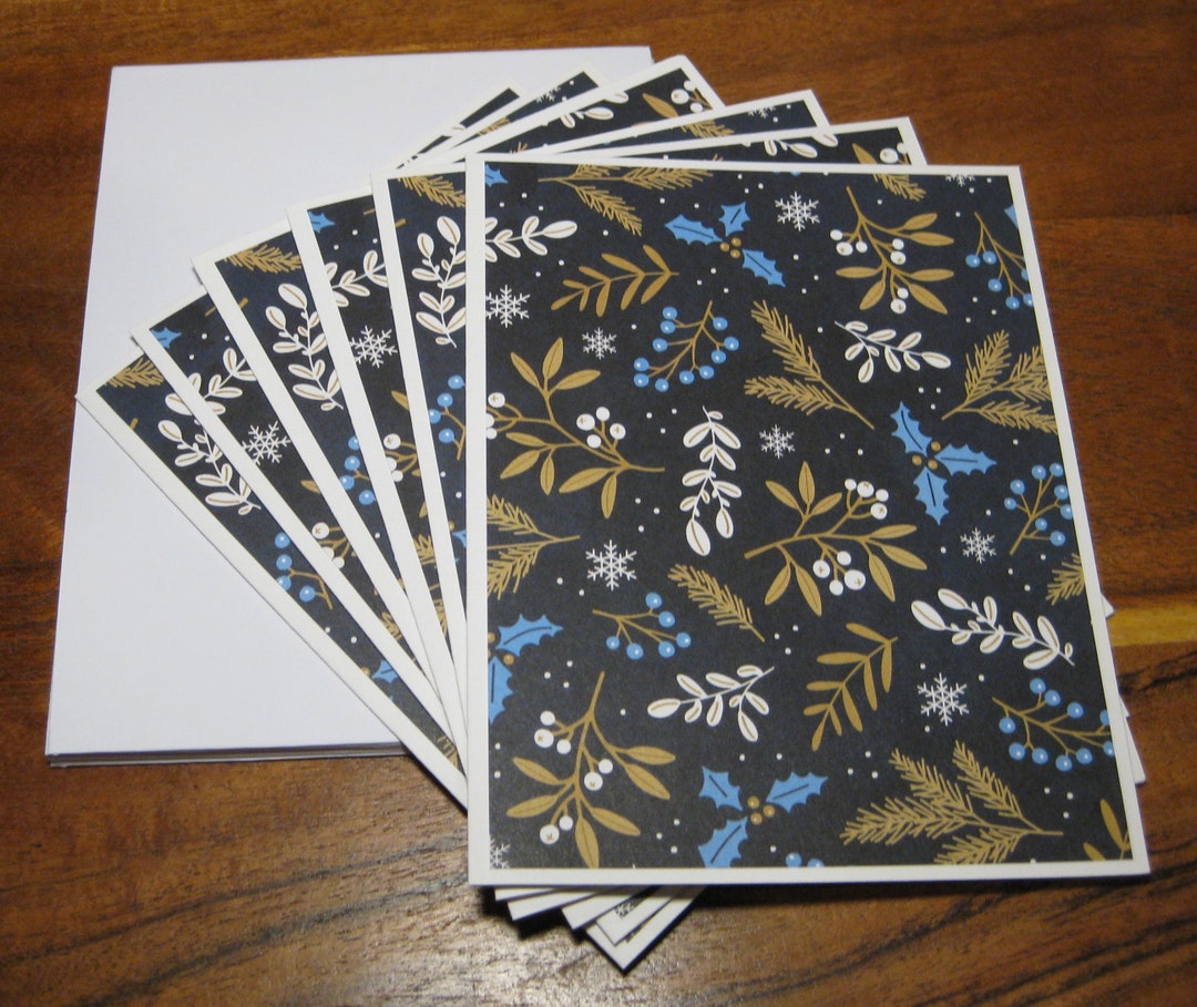 Winter Floral Notecards: Handmade Blank Cards With Envelopes - Set of 6 ...