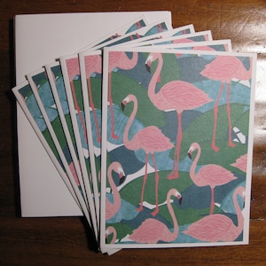 Pink flamingo note card set of 6, Boxed blank notecard set, handmade notecards w/ envelopes,blank note cards, Summer note cards