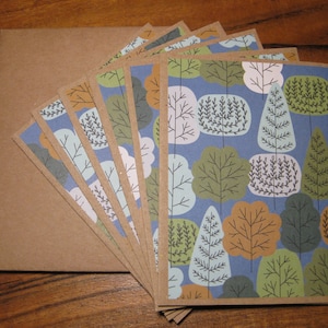 Cartões de notas de árvore, conjunto de 6 cartões de notas em branco em caixa, cartões feitos à mão, cartões de notas de outono com envelopes, cartões de notas em branco, presente para professor, Ação de Graças